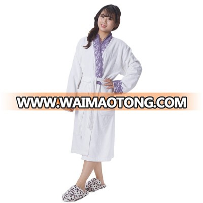 100 cotton design plain white casual sleepwear disposable velour hotel bathrobe